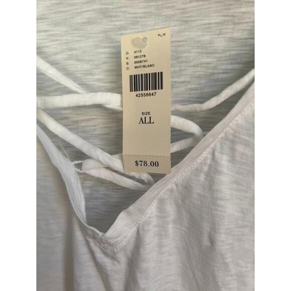 nwt ANTHROPOLOGIE MICHAEL STARS sz One Size Fits All white lace up neck tee - Picture 3 of 4